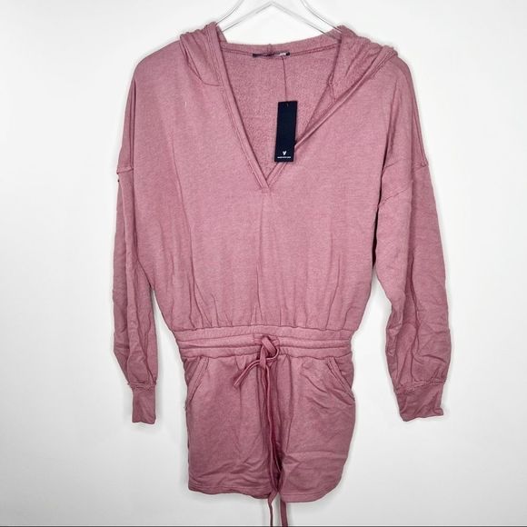 LULU'S Relaxed Agenda Mauve Pink Hooded Lounge Romper XS - Picture 2 of 10